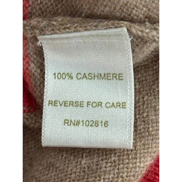 Garnet Hill Small Cashmere Brown Pink Purple Stripes V-neck Light Academia Soft - Picture 4 of 4